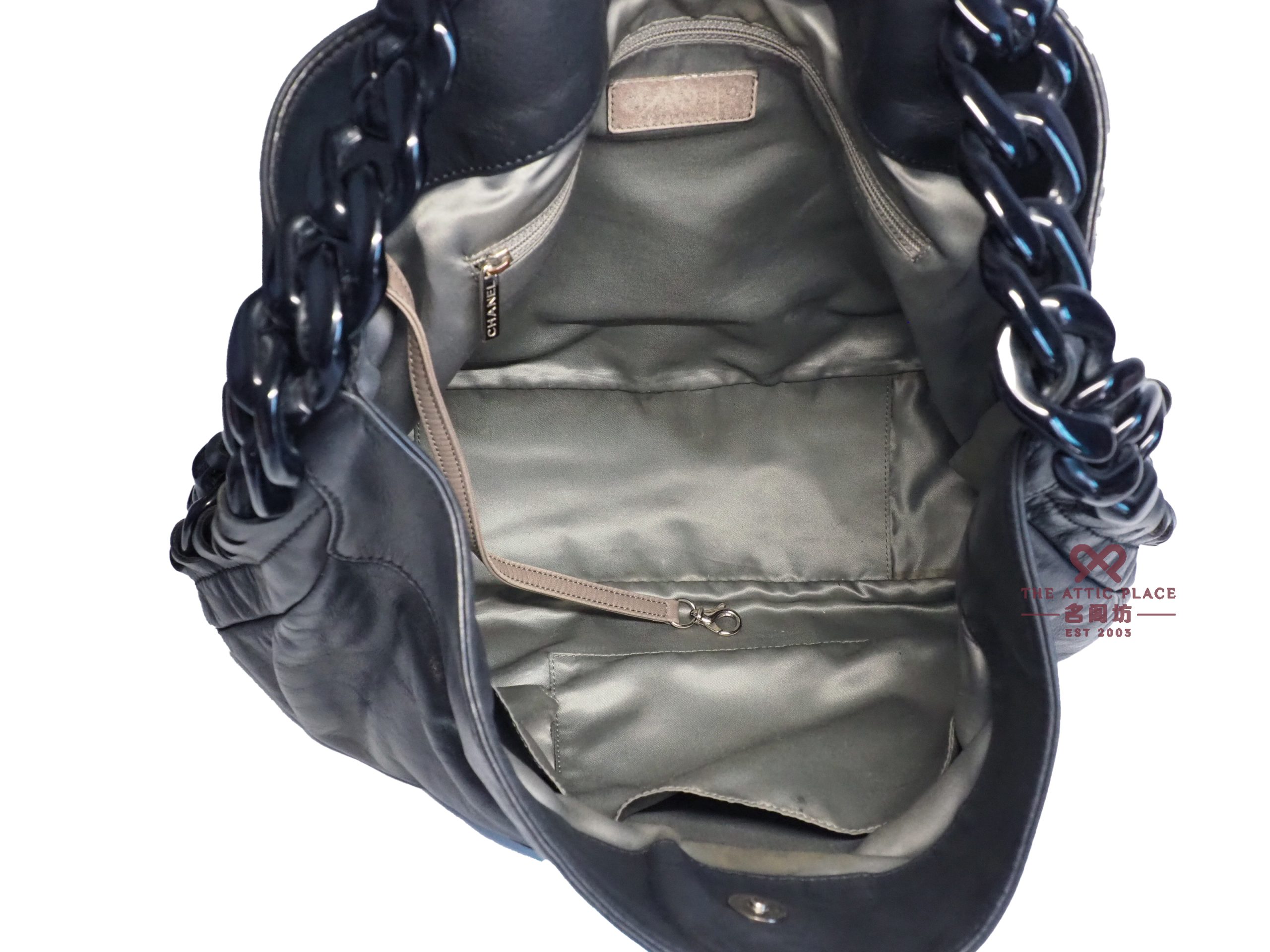 Chanel 11887144 Black Calfskin Leather Jumbo Modern Chain Hobo Bag - Image 8