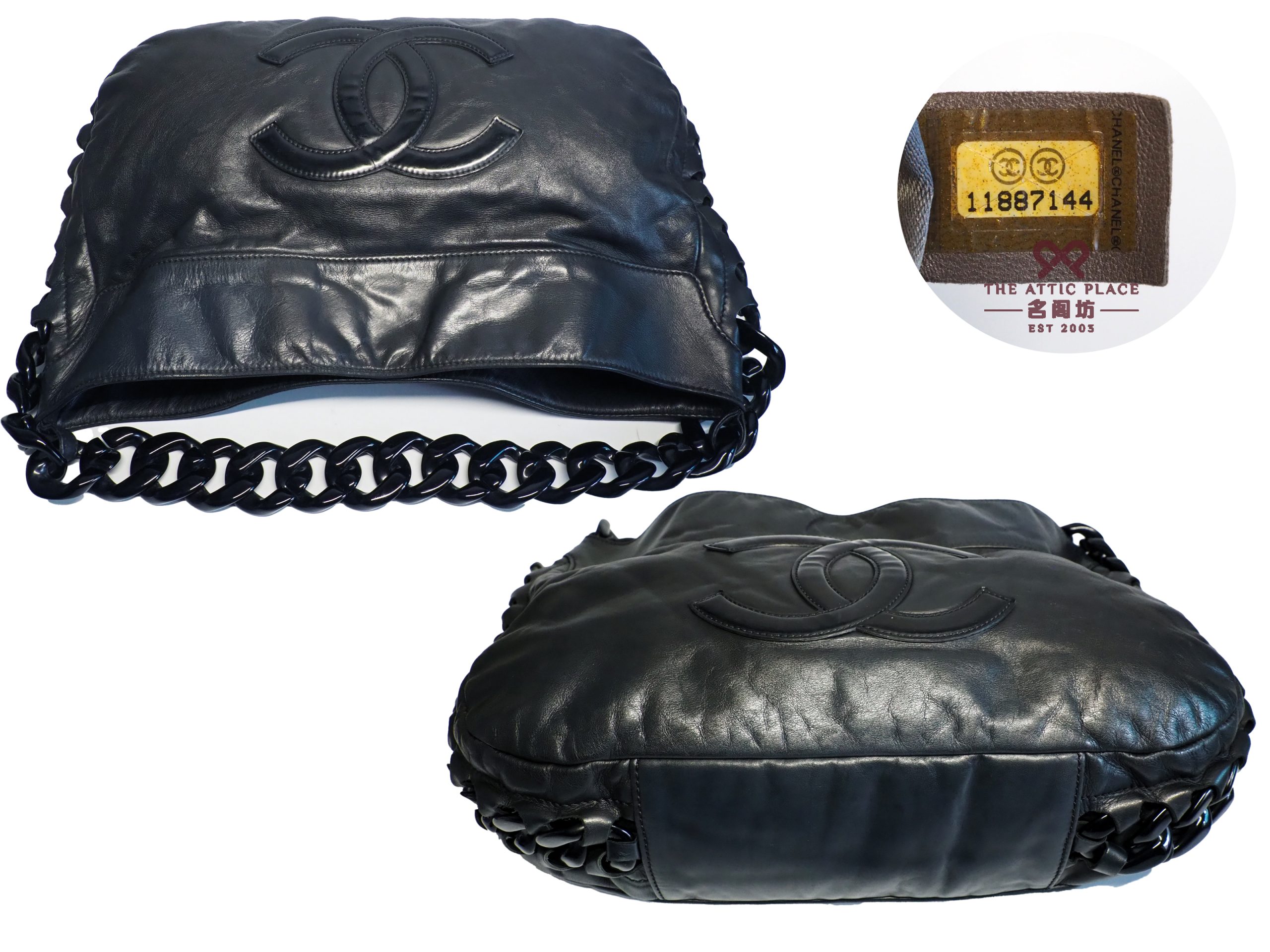 Chanel 11887144 Black Calfskin Leather Jumbo Modern Chain Hobo Bag - Image 4