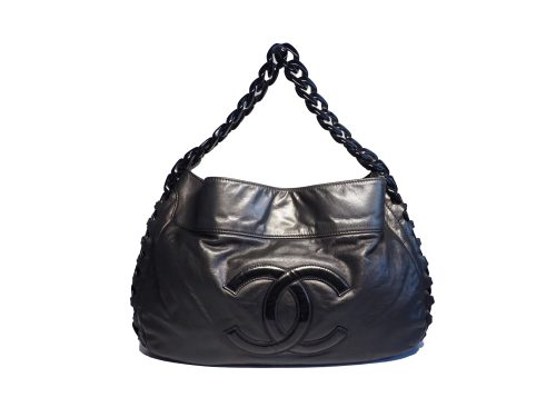 Chanel 11887144 Black Calfskin Leather Jumbo Modern Chain Hobo Bag