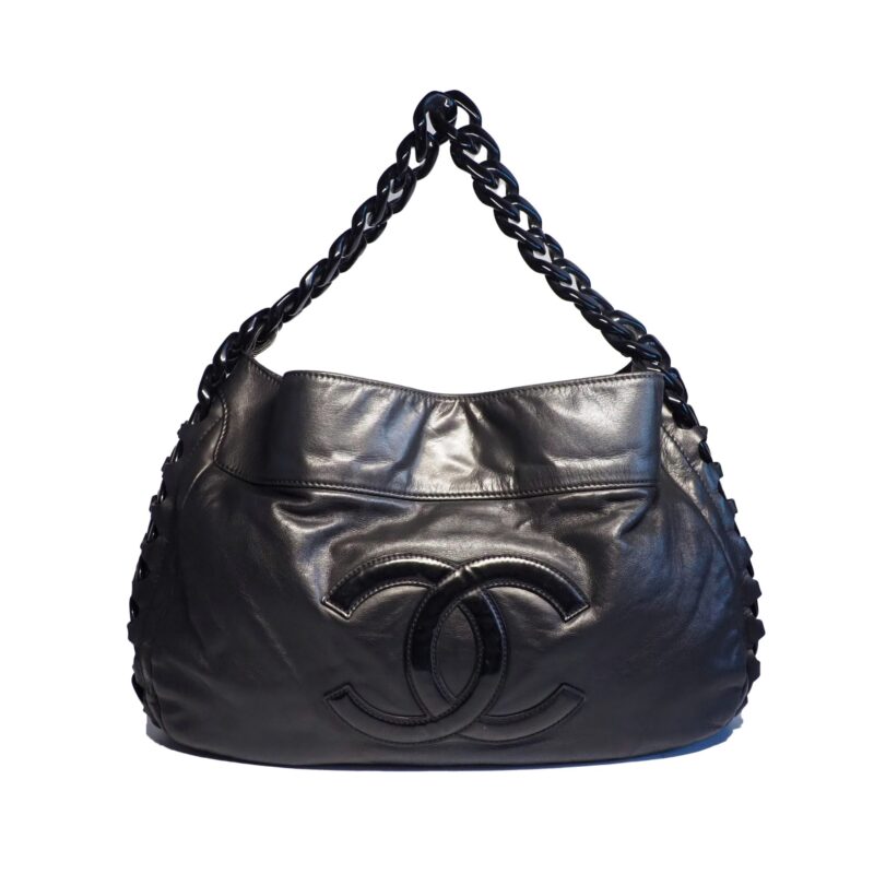 Chanel 11887144 Black Calfskin Leather Jumbo Modern Chain Hobo Bag