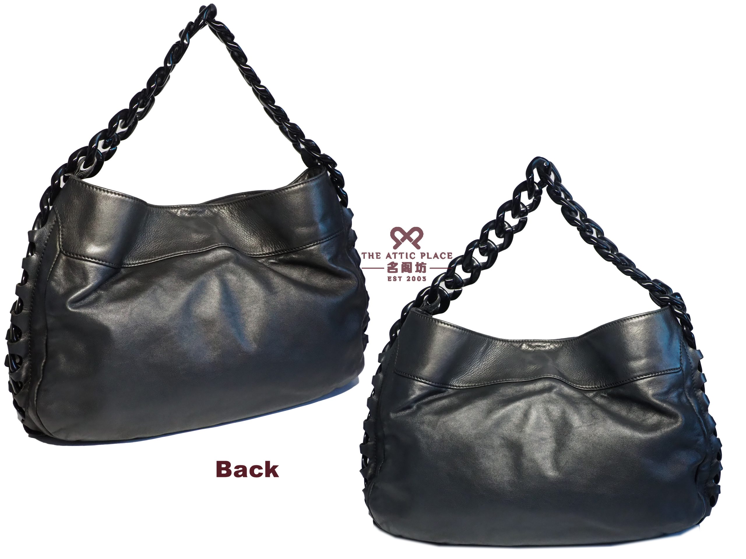 Chanel 11887144 Black Calfskin Leather Jumbo Modern Chain Hobo Bag - Image 3