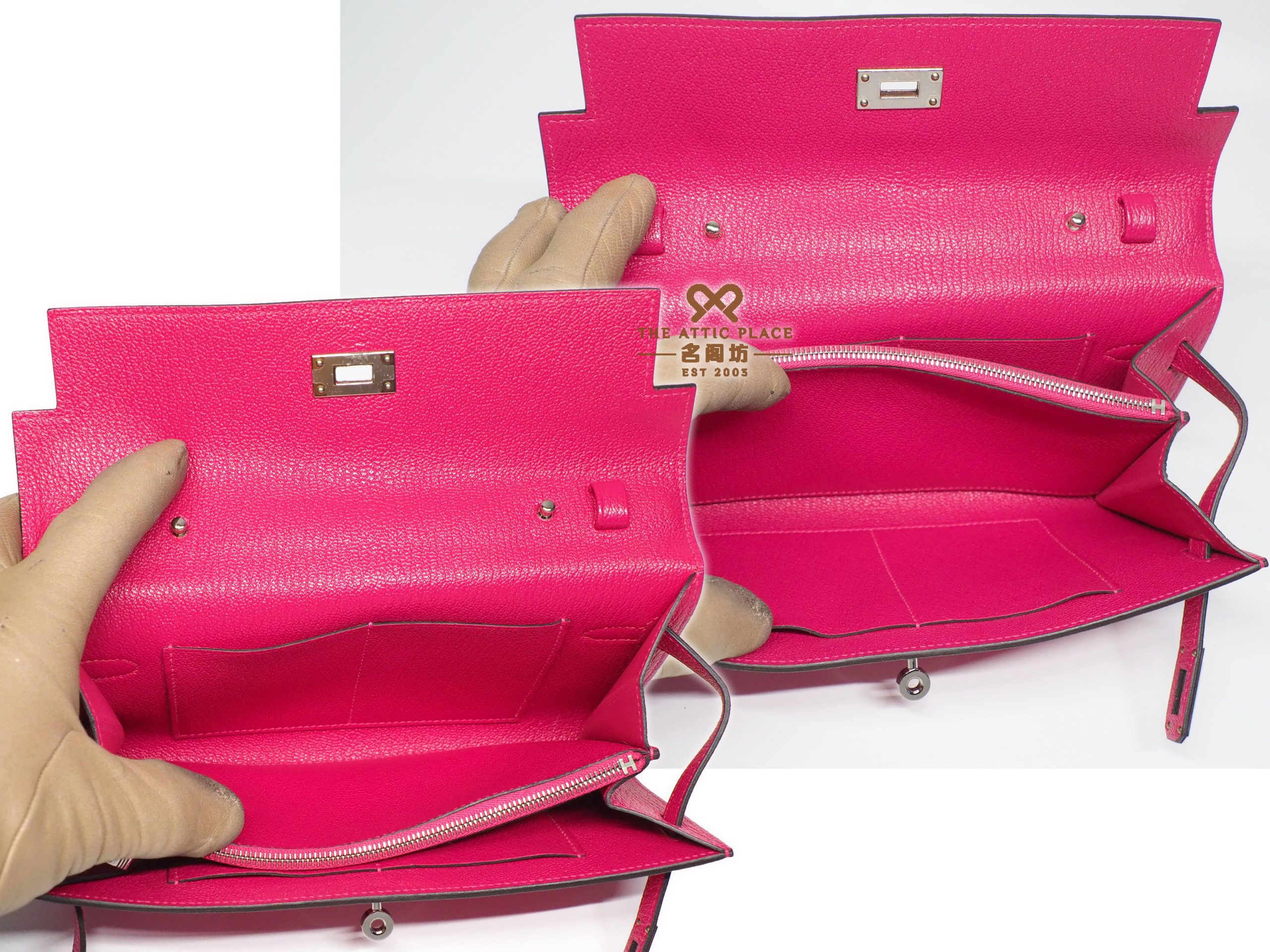Hermes Portefeuille Sac Kelly To Go Wallet Rose Mexico Chevre Mysore Leather B Stamp Palladium Hardware - Image 6