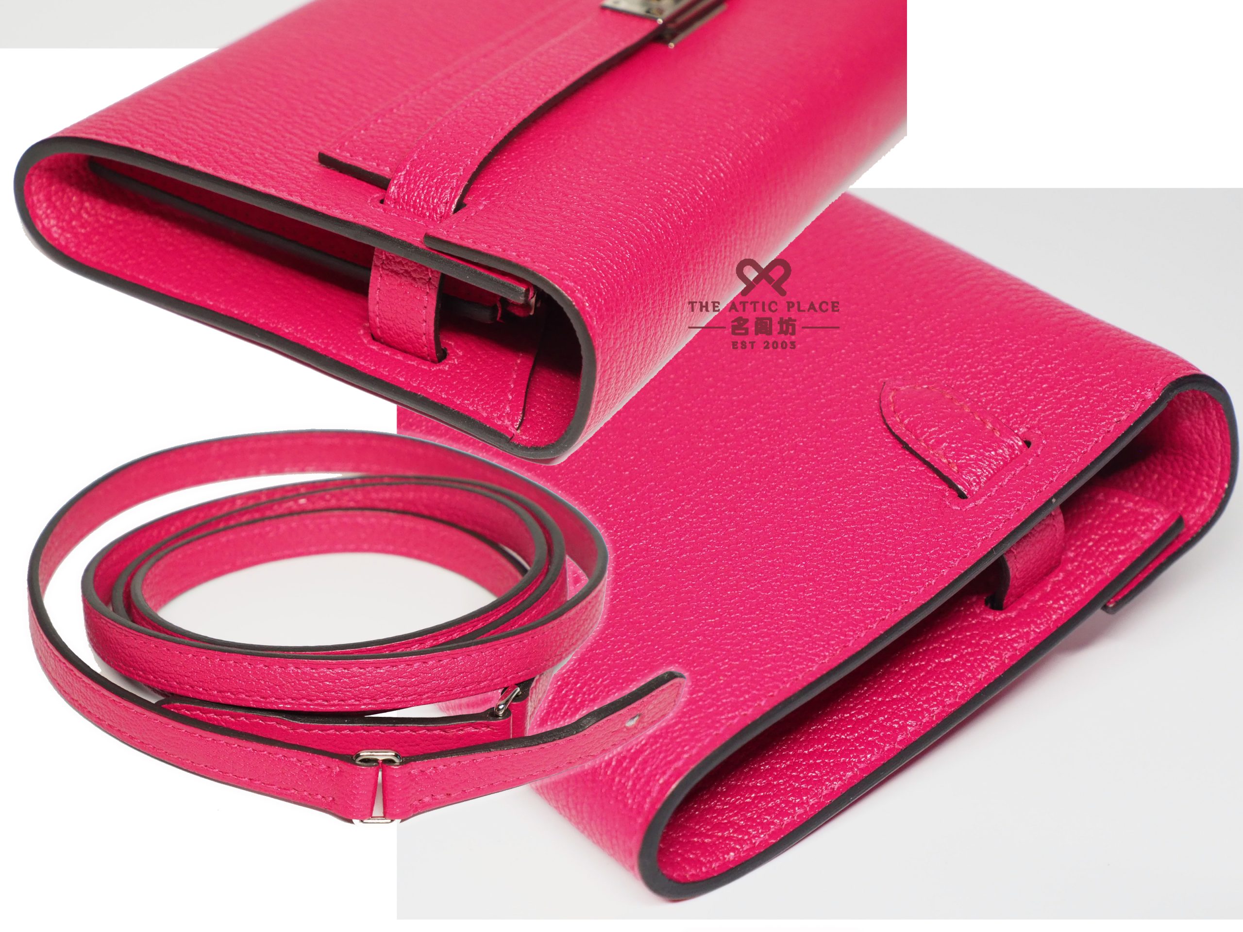 Hermes Portefeuille Sac Kelly To Go Wallet Rose Mexico Chevre Mysore Leather B Stamp Palladium Hardware - Image 4