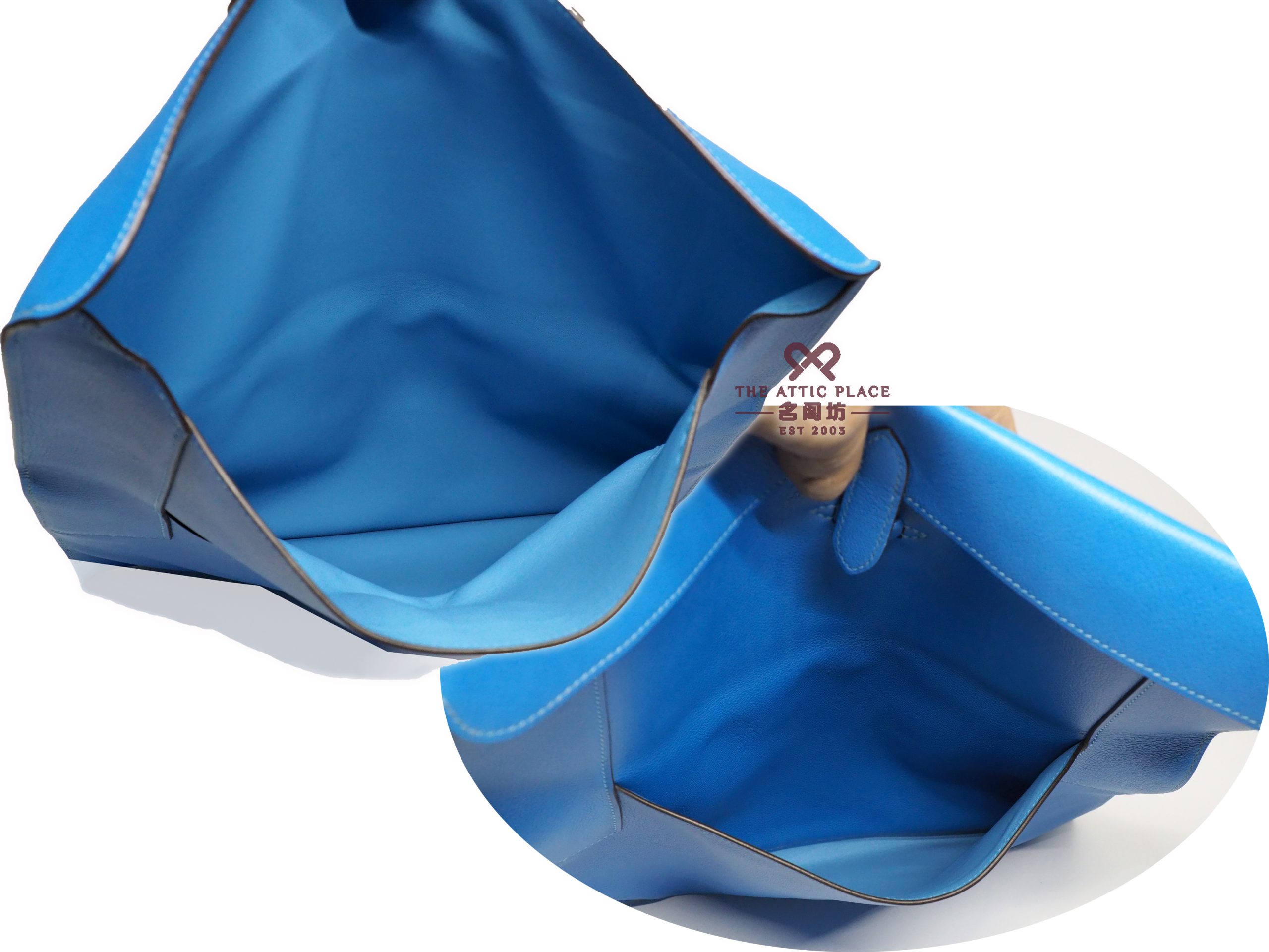 Hermes Pochette Pliplat Veau Evercolor Bi-Color Blue R Stamp Flap Clutch/ Pouch - Image 7