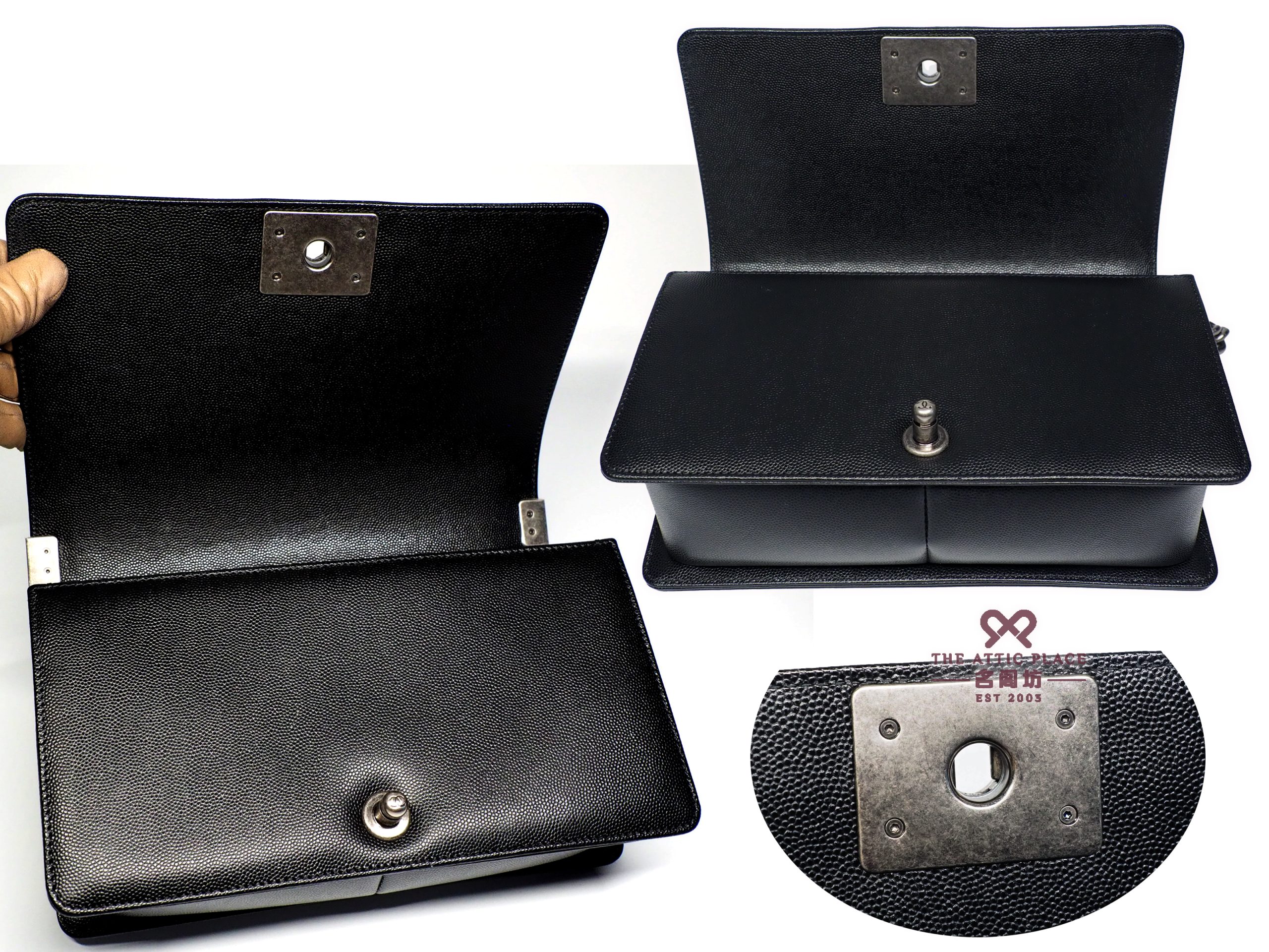 Chanel 26405216 Black Caviar Medium Boy 25cm Ruthenium Hardware - Image 6