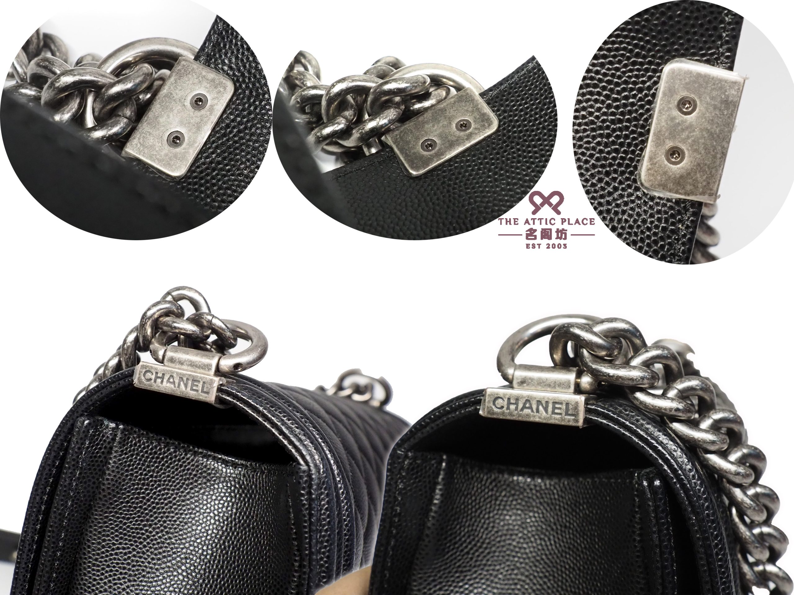 Chanel 26405216 Black Caviar Medium Boy 25cm Ruthenium Hardware - Image 4