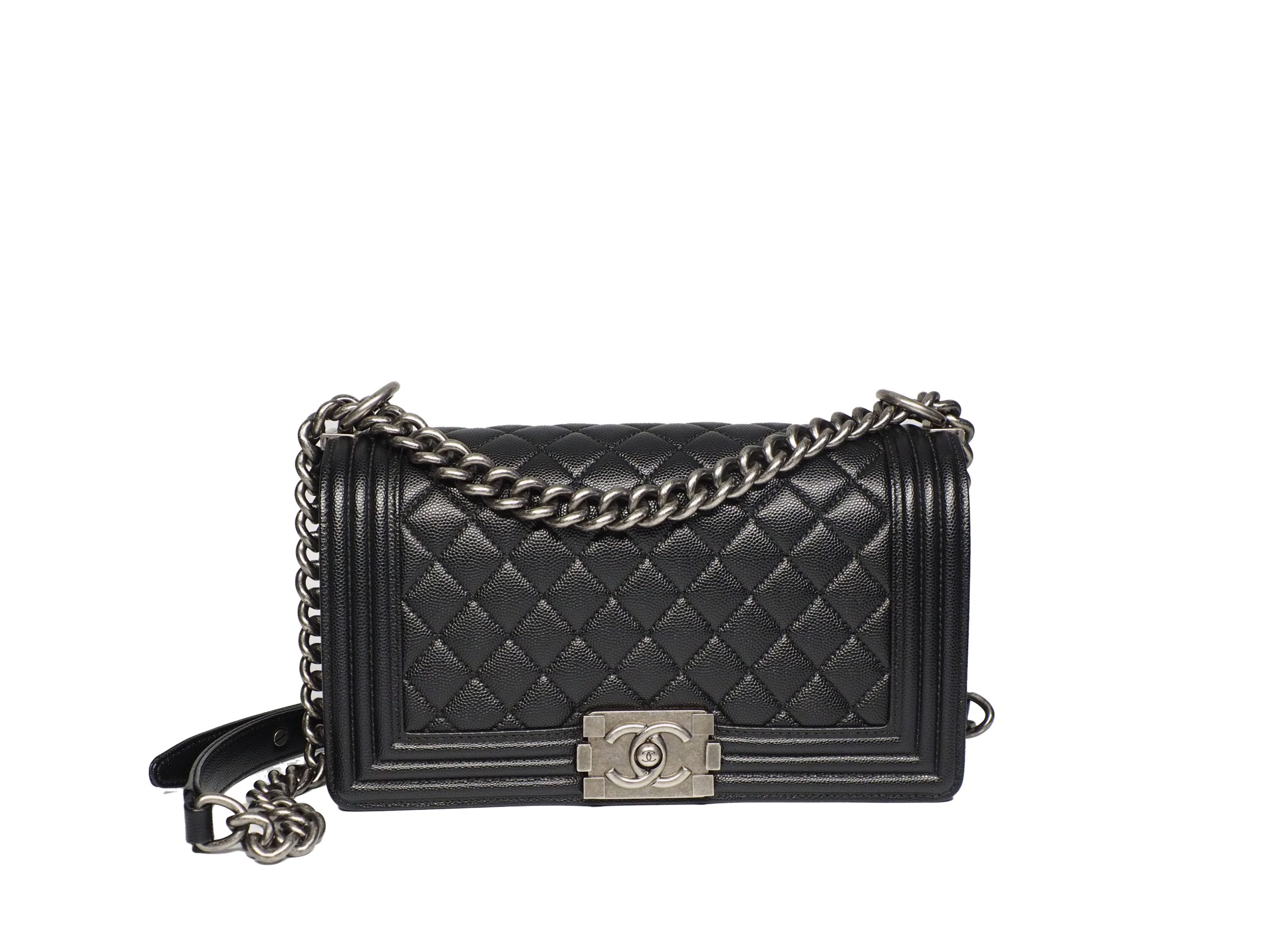 Chanel 26405216 Black Caviar Medium Boy 25cm Ruthenium Hardware