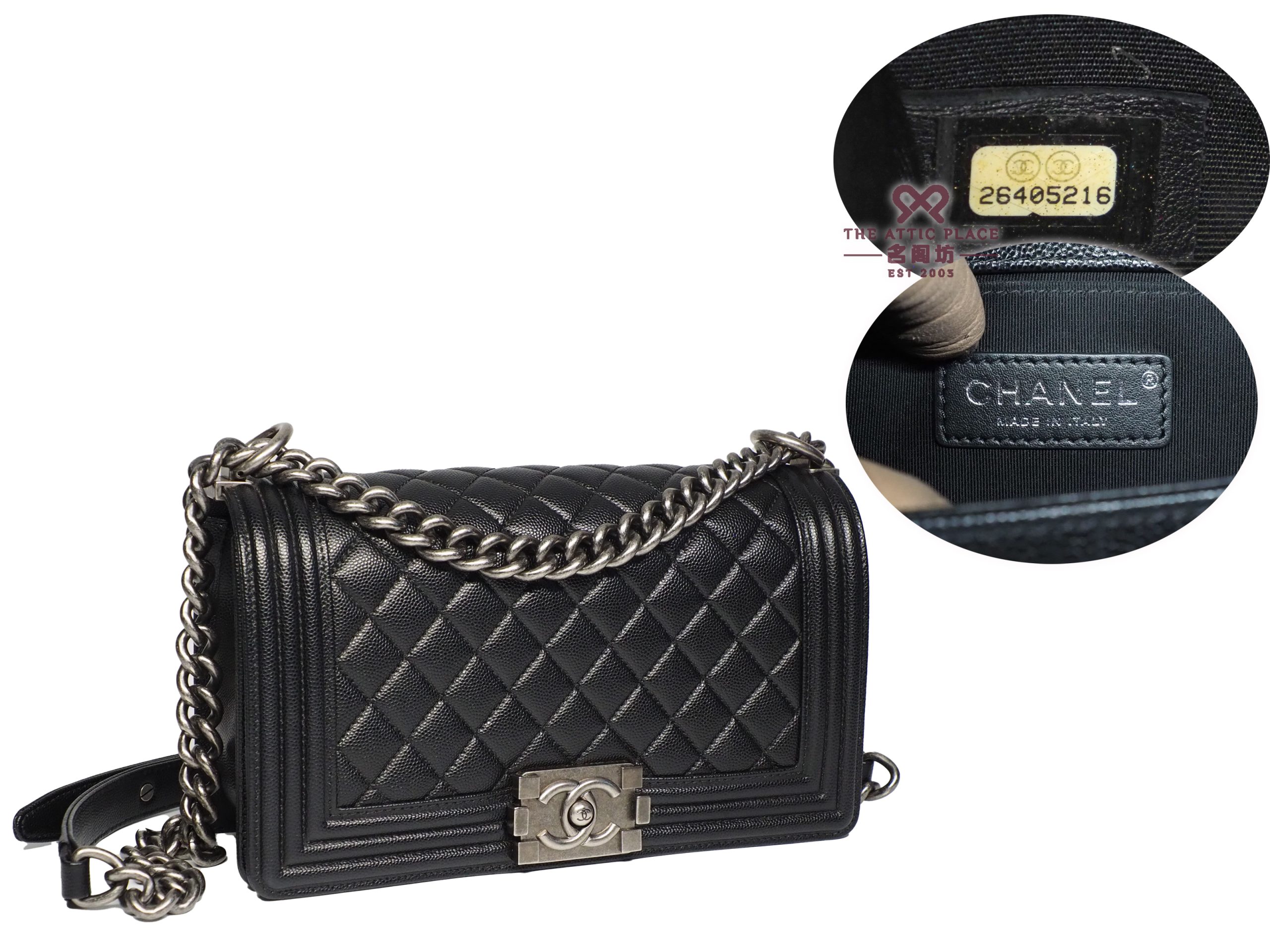 Chanel 26405216 Black Caviar Medium Boy 25cm Ruthenium Hardware - Image 2