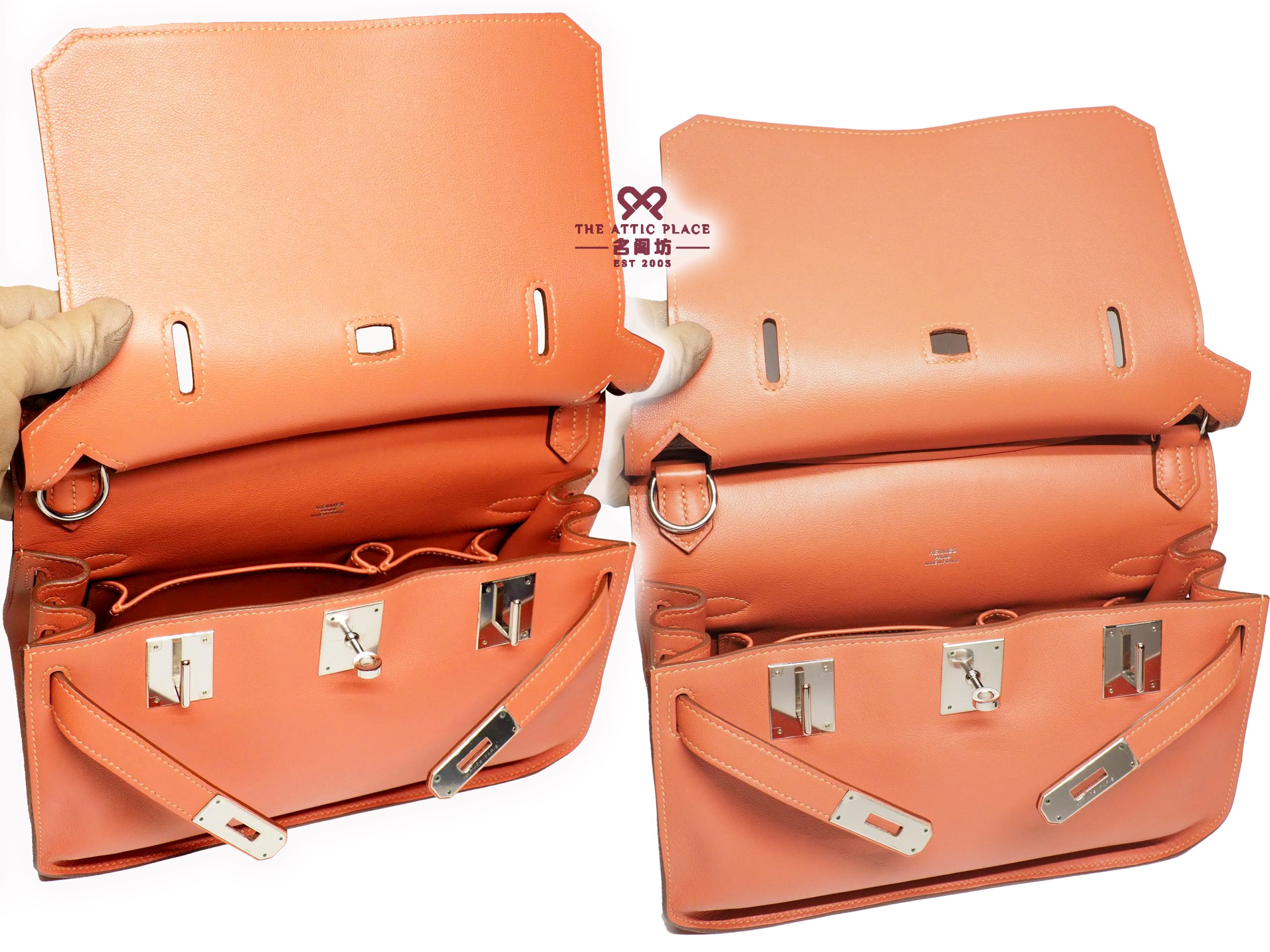 Hermes Jypsiere 28cm Q Stamp Swift Leather Sanguine Palladium Hardware - Image 6