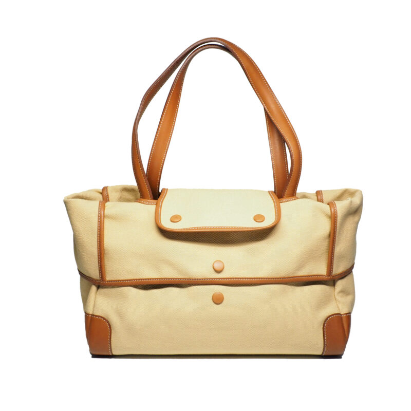 Hermes Canvas Toile Passe-Passe 35 Convertible Hand Tote Bicolour Square R Stamp